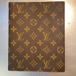 Vintage authentic monogrammed Louis Vuitton notebook cover from 1970. 8” x 6.5”.